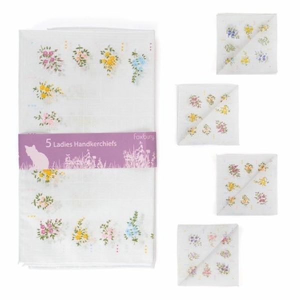 HANKIE LADIES 5 PRINTER HANKIES ASSORTED