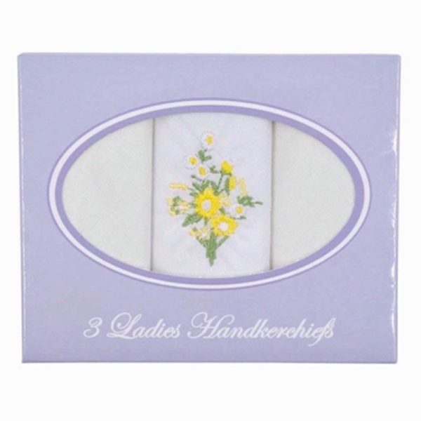 HANKIE LADIES COTTON 3 HANKIES HK018