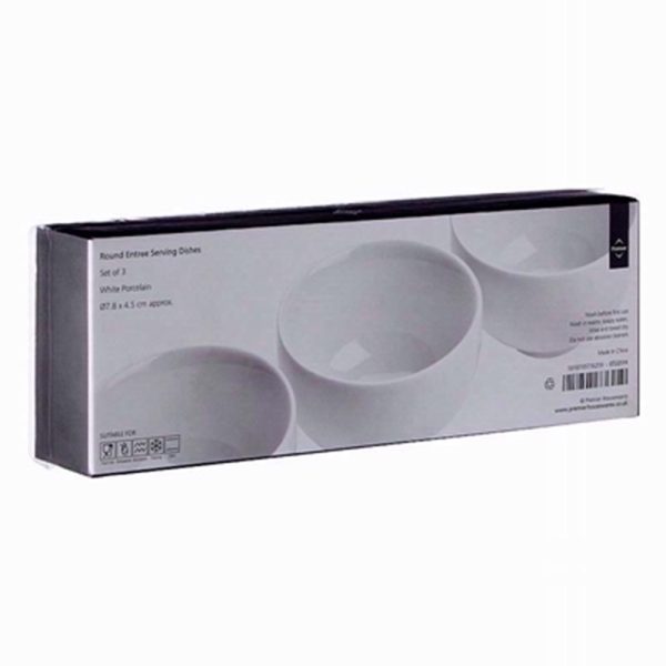 PREMIER SET 3 ROUND WHITE CERAMIC DISHES