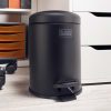 B&D PEDAL BIN DOME MATT BLACK 5L