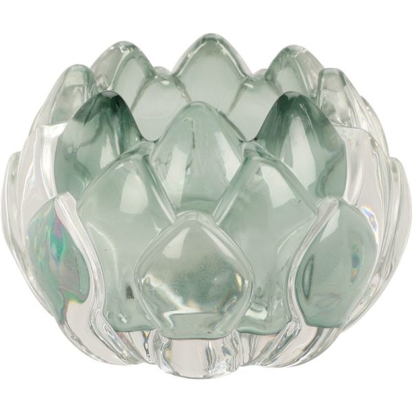 GLASS TEALIGHT HOLDER 8X8X5.5CM