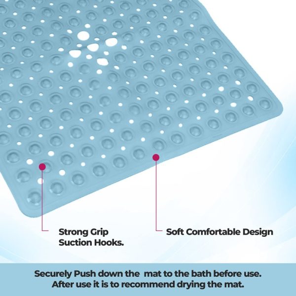 TOP 3 NON-SLIP SHOWER MAT WITH SUCTION CUPS BLUE 53X53CM