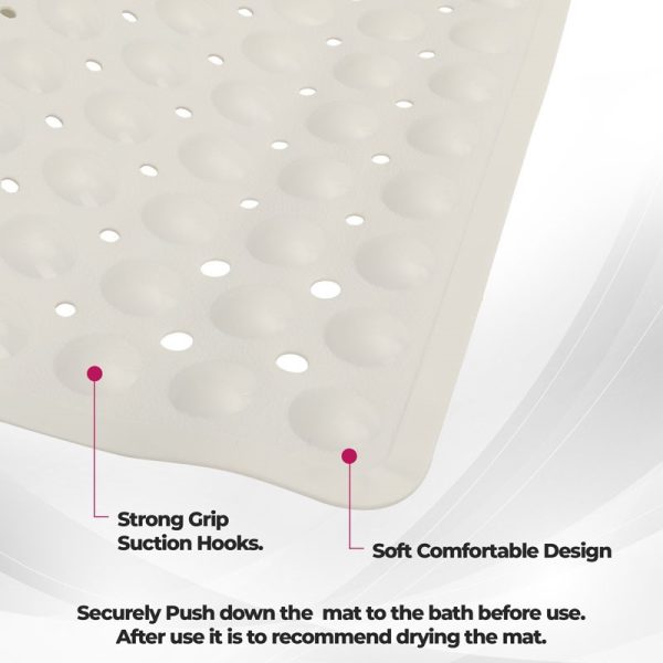 TOP 3 NON-SLIP SHOWER MAT WITH SUCTION CUPS WHITE 40X100CM