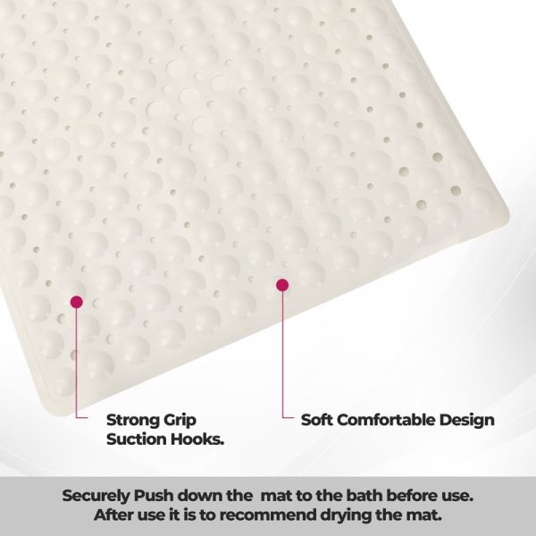 TOP 3 NON-SLIP SHOWER MAT WITH SUCTION CUPS WHITE 53X53CM