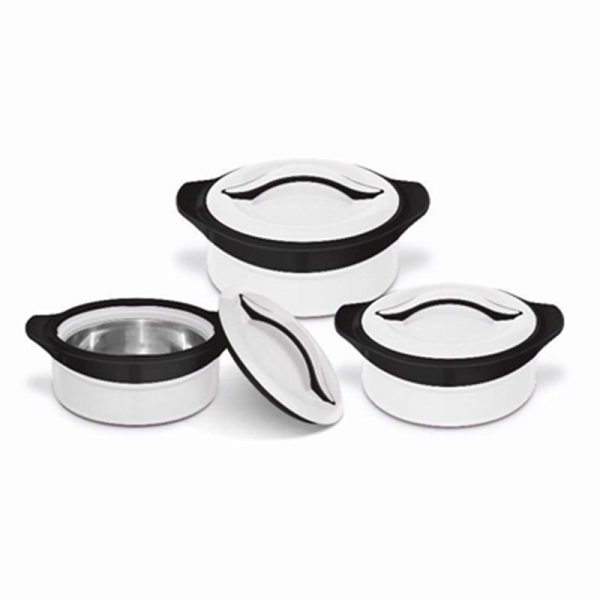 ZENITH INSULATED HOT POT SET 3PC WHITE/BLACK