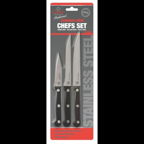 COOKS CHOICE KNIFE KITCHEN PACK OF  3