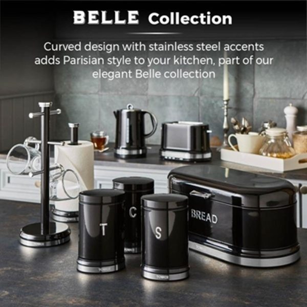 TOWER BELLE COLLECTION 2 SLICE TOASTER BLACK