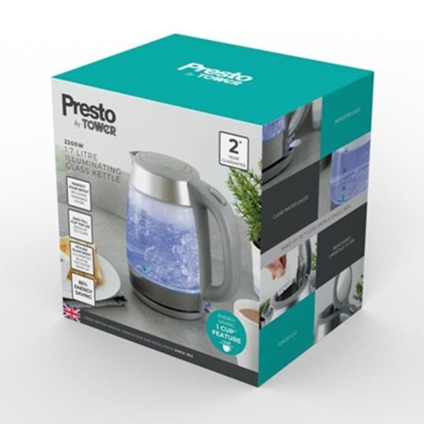 TOWER PRESTO GLASS KETTLE 2200W 1.7L