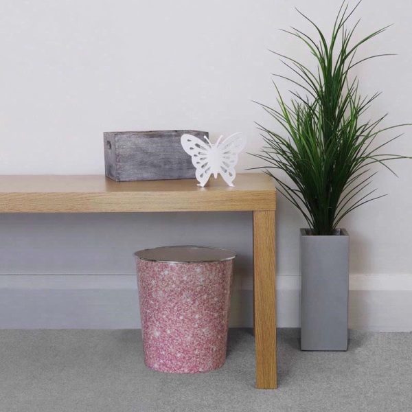 JVL PLASTIC WASTE PAPER BIN PINK SPARKLE