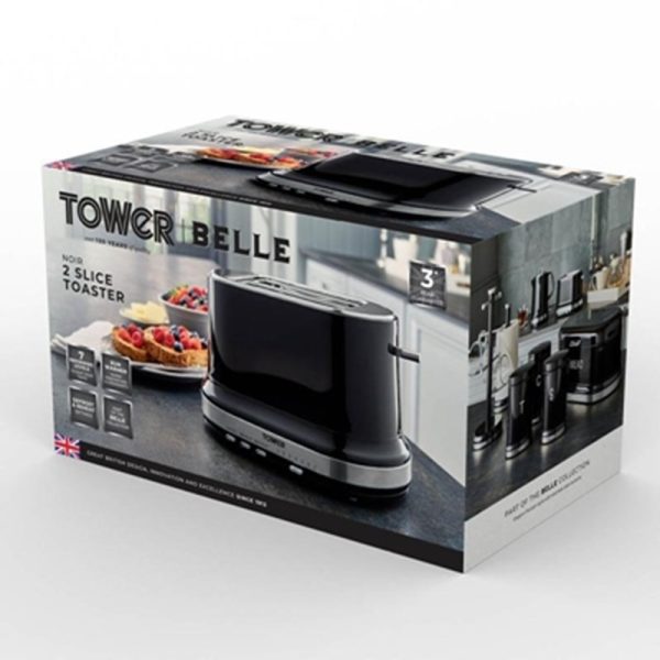 TOWER BELLE COLLECTION 2 SLICE TOASTER BLACK