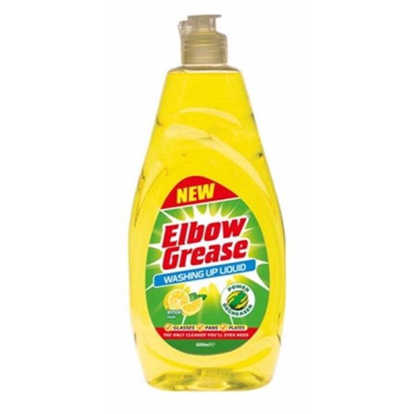 ELBOW GREASE WASHING UP LIQUID LEMON 600ML PACK OF 12