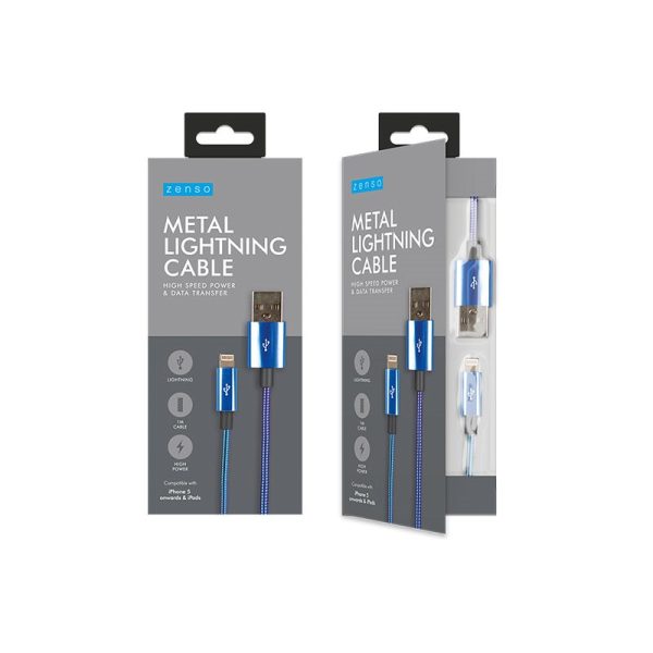 ZENSO METAL LIGHTING CABLE 1M SUITABLE FOR IPHONE 5 & ONWARDS