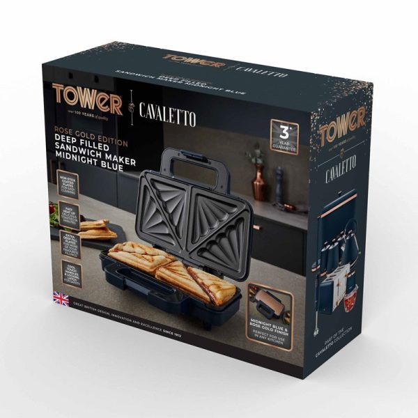 TOWER CAVALETTO SANDWICH MAKER MIDNIGHT BLUE 900W