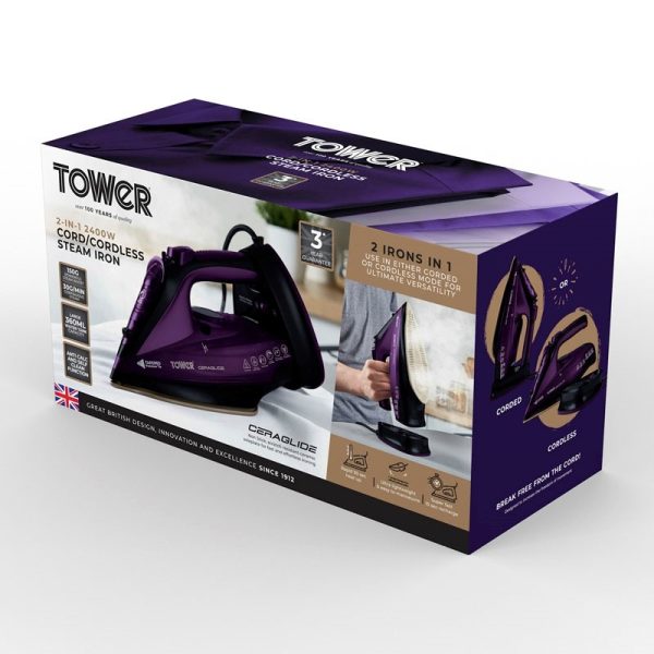 TOWER CERAGLIDE CORDLESS IRON 2400W