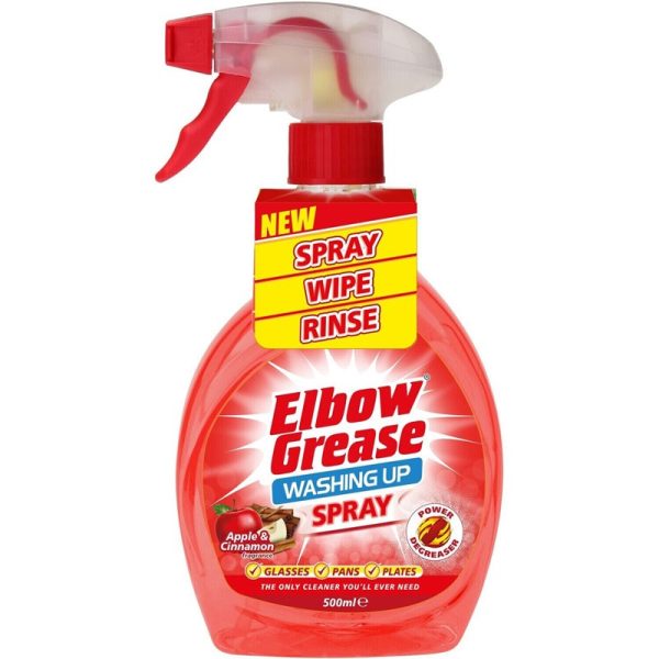 ELBOW GREASE WASHING UP SPRAY APPLE & CINNAMON 500ML PACK OF 12