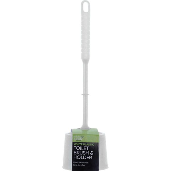 BRIGHT & HOMELY TOILET BRUSH & HOLDER WHITE