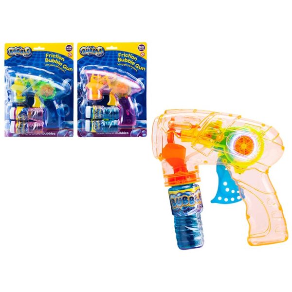 TRANSPARENT FRITION BUBBLE GUN WITH 2 TUBS BUBBLES