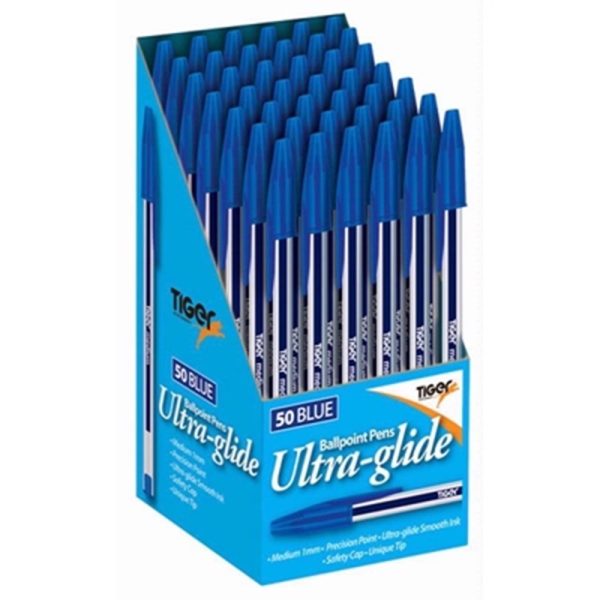 TIGER BOX 50 BALLPENS BLUE