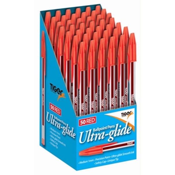 TIGER BOX 50 BALLPENS RED