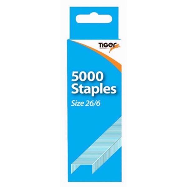 TIGER BOX 5000 STAPLES PACK OF 5