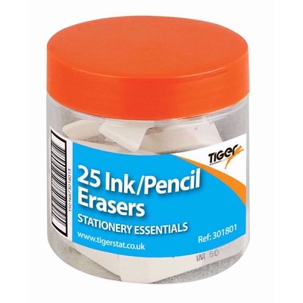 TIGER INK & PENCIL ERASERS TUB 25