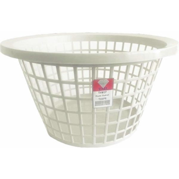 TML LAUNDRY BASKET ROUND TAUPE