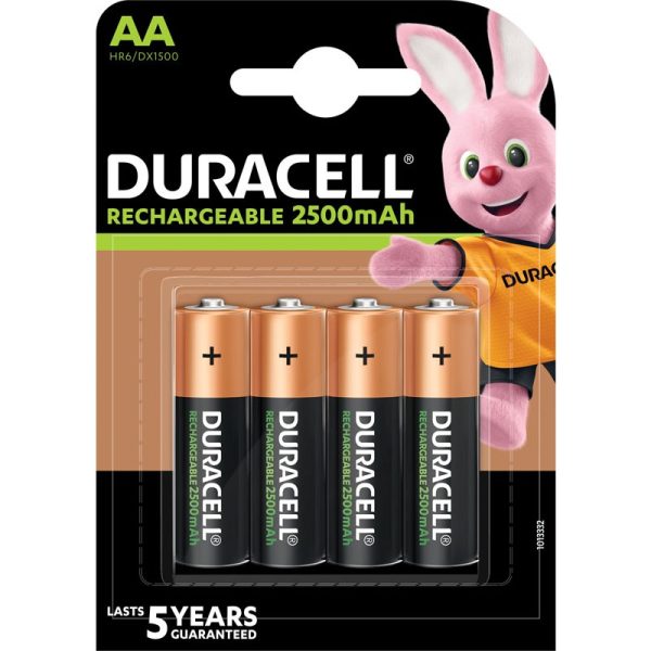 DURACELL RECHARGEABLE ULTRA BATTERIES AA 2500 AMP 4PCE