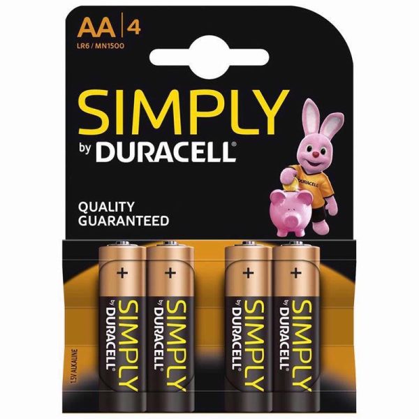 DURACELL SIMPLY AA MN1500 PACK OF 4 PACK OF 20