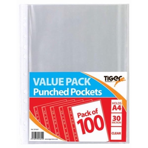 TIGER VALUE 100 A4 PUNCHED POCKET