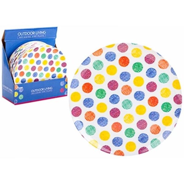 MELAMINE SPOT DESIGN SIDE PLATES 8 INCH