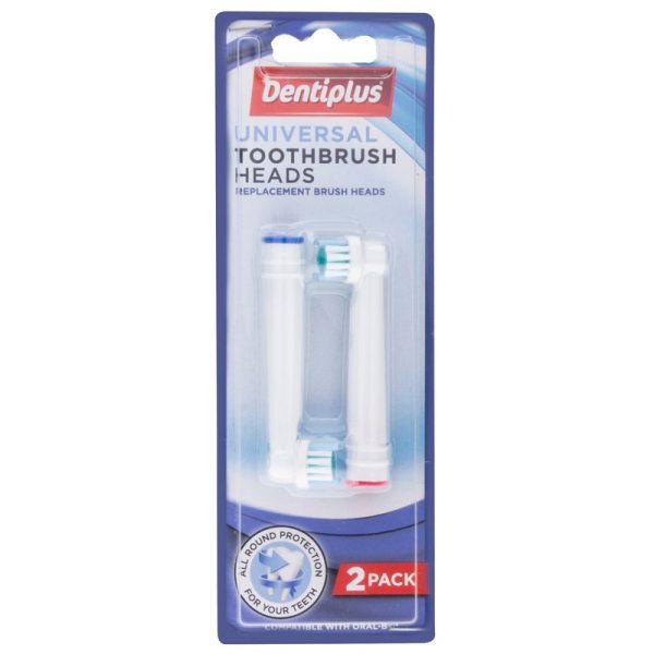 DENTIPLUS TOOTHBRUSH HEADS UNIVERSAL 2PCE