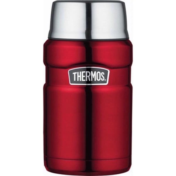 THERMOS KING STAINLESS RED FOOD FLASK 710ML (