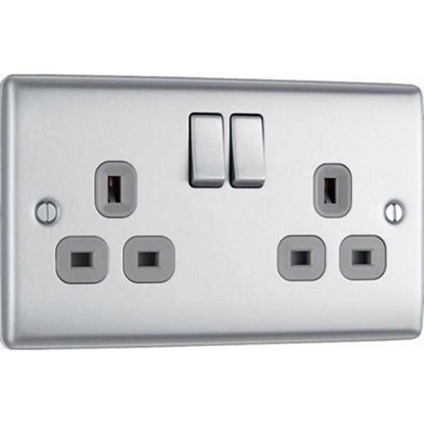 BG 2 GANG SOCKET B/CHROME