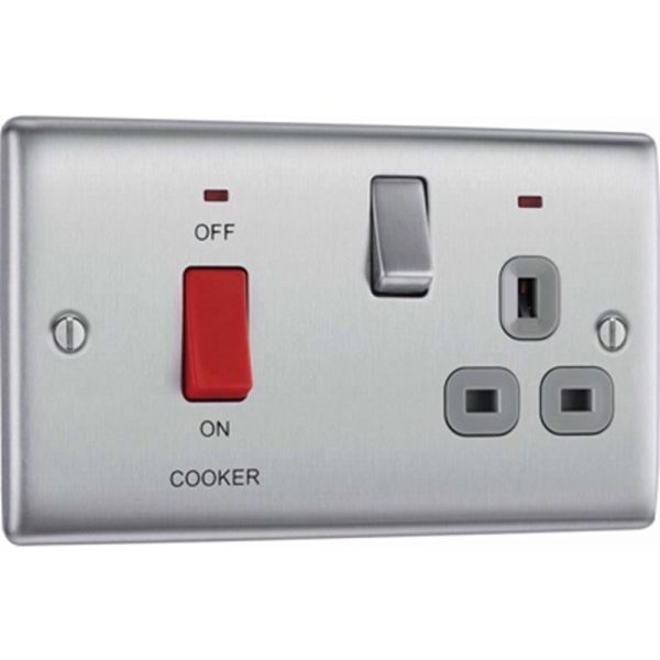 BG 45A SWITCH C/W SOCKET & NEON B/CHROME