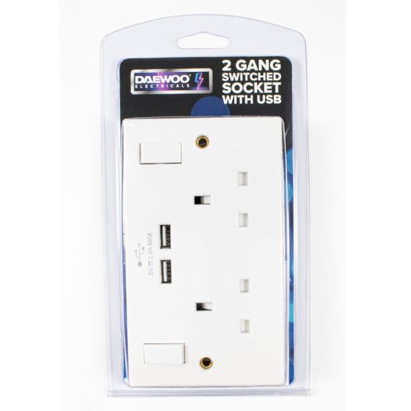 DAEWOO 2 GANG SWITCHED SOCKET X 2 USB