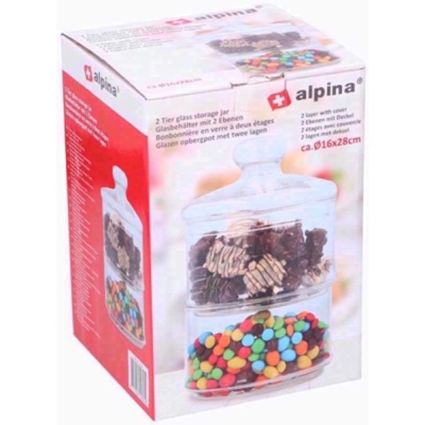 ALPINA 3 TIER GLASS JARS 28CM