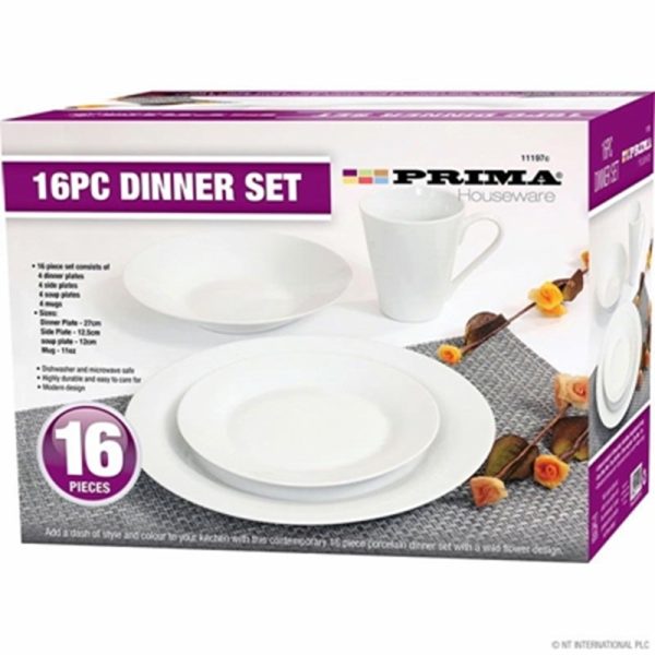 PRIMA DINNER SET 16PCE WHITE