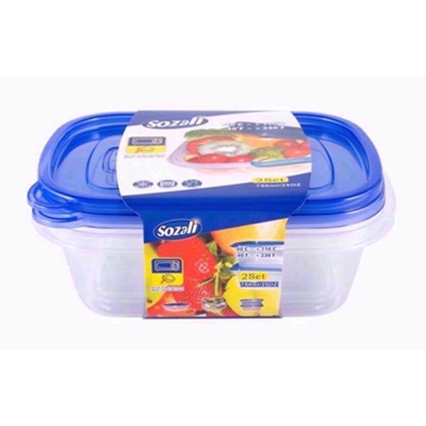 SOZALI RECT FOOD BOX 750ML 2PC