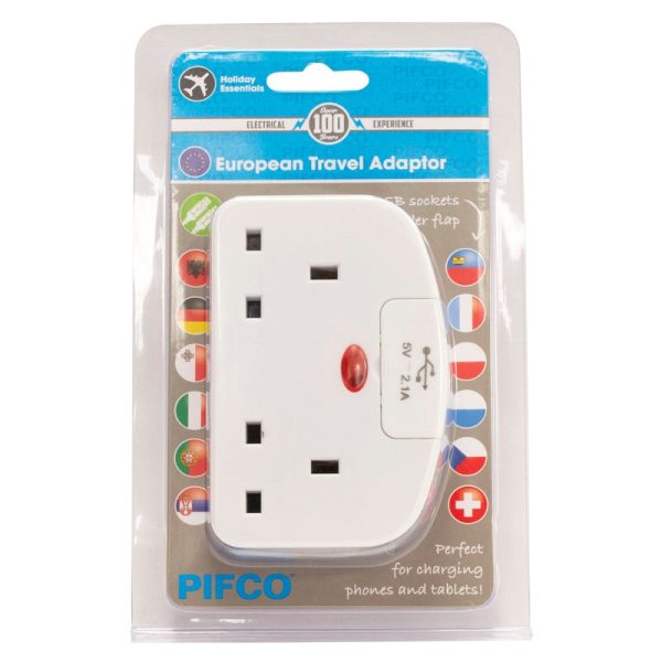 PIFCO EURO TRAVEL ADAPT 2USB PORTS