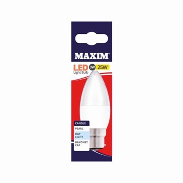 MAXIM 25W CANDLE BC PACK OF 10