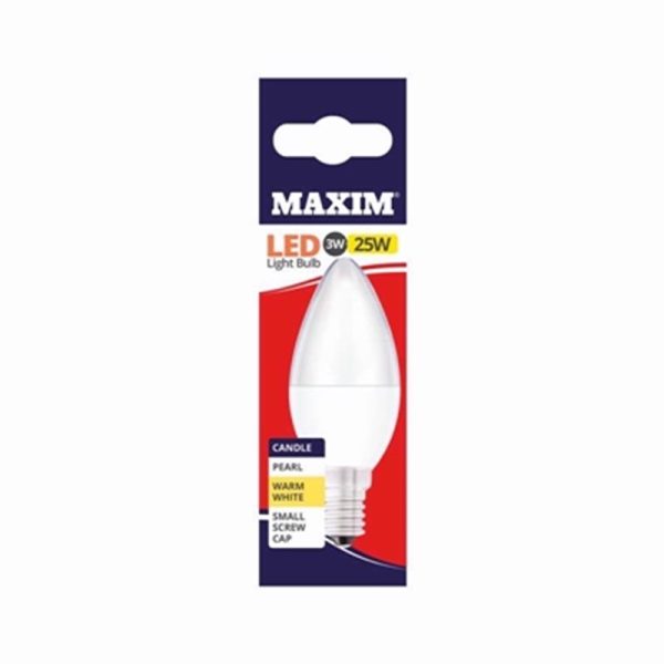 MAXIM 25W CANDLE SES WARM WHITE PACK OF 10