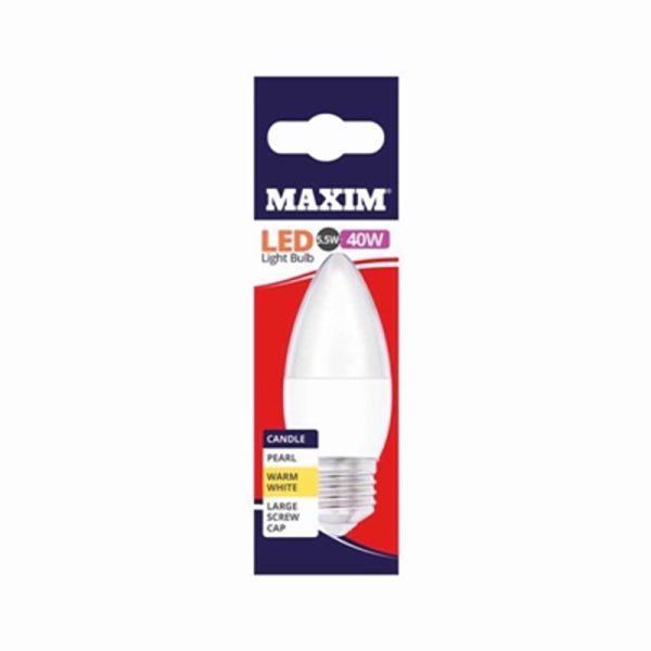 MAXIM 40W CANDLE ES WARM WHITE PACK OF 10