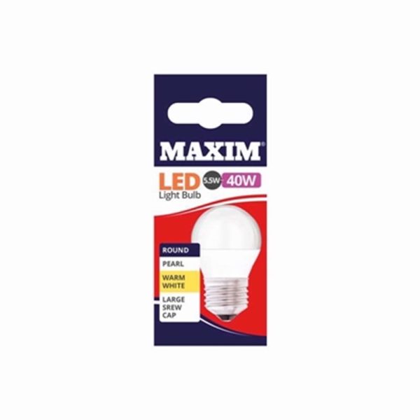 MAXIM 40W ROUND ES WARM WHITE PACK OF 10