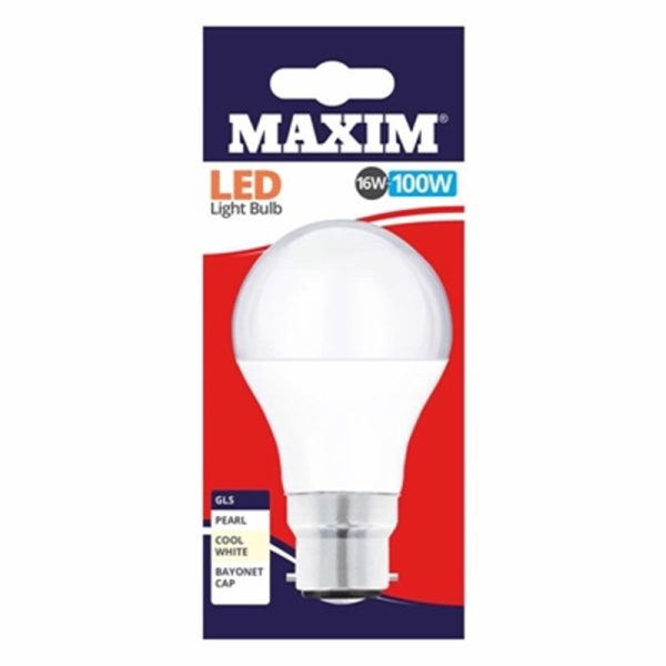 MAXIM LED GLS BC 16W C/W PACK OF 10