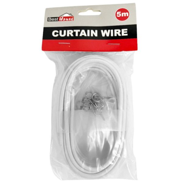 CURTAIN WIRE WITH HOOKS 5M