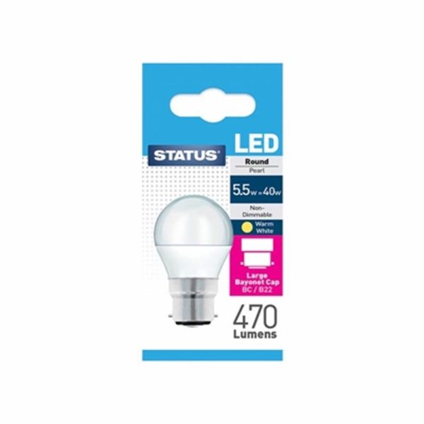 STATUS LED BC ROUND PEARL W/W 5.5W EACH