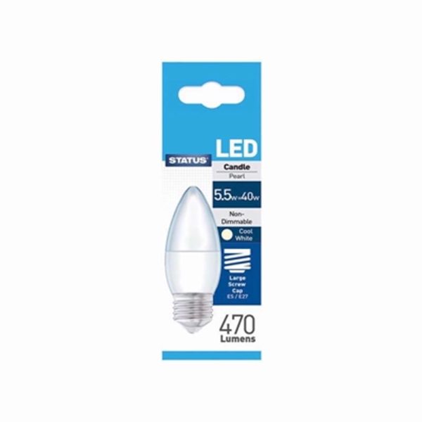 STATUS LED CANDLE ES PA PEARL C/WHT PACK OF 1 BOX