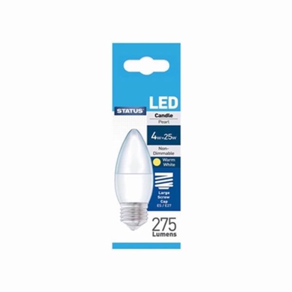 STATUS LED CANDLE ES PA PEARL W/WHT PACK OF 1 BOX