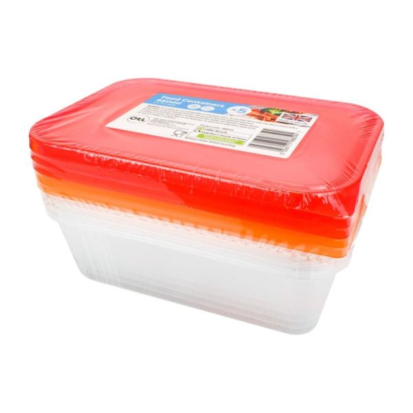 PLASTIC FOOD CONTAINERS 650ML PACK OF 5