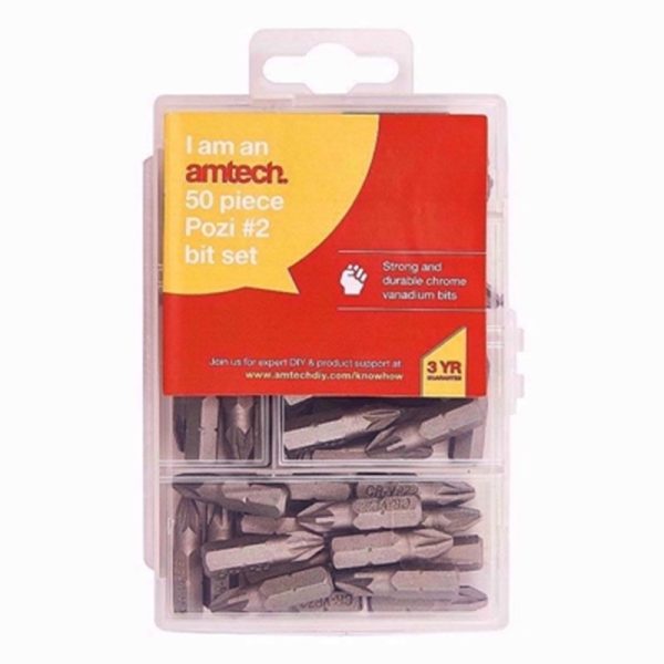 AMTECH POZI #2 BIT SET 50PC